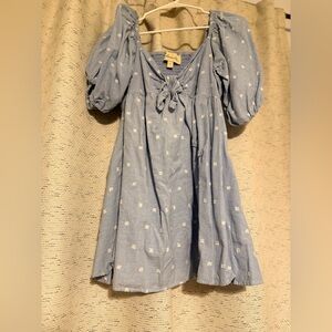 Cleobella Light Blue Dress with White Floral Pattern